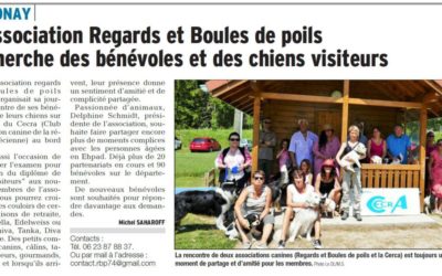 Regards et Boules de Poils, Rencontre sur les terrains du CECRA (Dauphiné Libéré du 25 juin 2017)